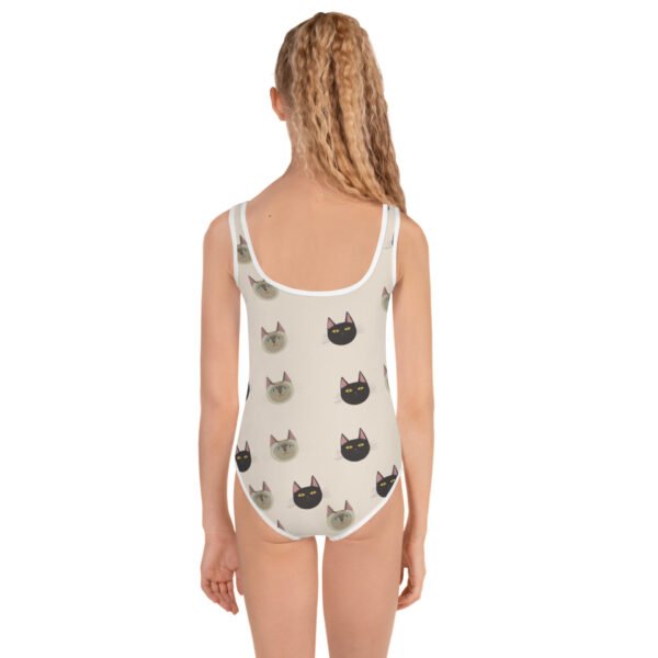 Girls' One-Piece Swimsuit – Cat Print, Soft & Stretchy Fabric - Image 2