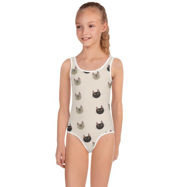 Girls' One-Piece Swimsuit – Cat Print, Soft & Stretchy Fabric - Image 3