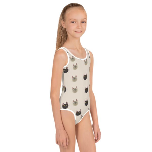 Girls' One-Piece Swimsuit – Cat Print, Soft & Stretchy Fabric - Image 4